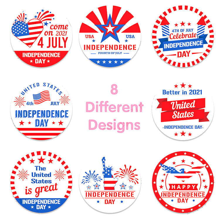 2x500pcs Xmas Christmas  Stickers Roll Label Election Color Clothes Face  8 Independence Day Independence Day