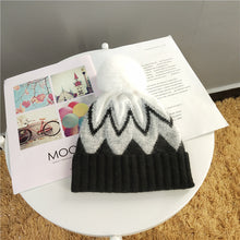 Lade das Bild in den Galerie-Viewer, Warm Winter Knit Beanie Hats Autumn and Winter Imitation Rabbit Fur Line Korean Striped Casual Cute Unisex
