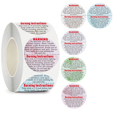 Load image into Gallery viewer, 2x500pcs Christmas Xmas Colored Black and White Candle Warning Sticker Label tape
