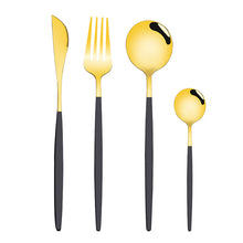 Lade das Bild in den Galerie-Viewer, 304 Stainless Steel Flatware Sets 4 Pcs/set Bright Gold-Plated Tableware Steak Knife and Fork Spoon
