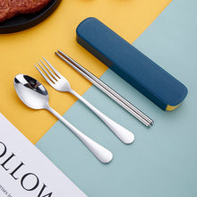 Lade das Bild in den Galerie-Viewer, 304 Stainless Steel Flatware Sets Outdoor Portable Travel Spoon Fork Three-Piece Set Including Chopsticks
