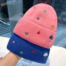 Load image into Gallery viewer, Warm Winter Knit Beanie Hats Rainbow Color Love Embroidered Wool Women Cycling Unisex
