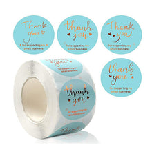 Load image into Gallery viewer, 2x500pcs Christmas Xmas Blue Bronzing Love Heart Thank You Card Stickers Suit tape
