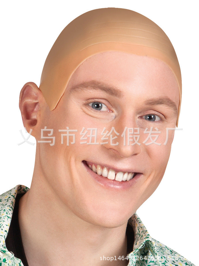 2x Halloween Xmas Christmas Gifts Decoration Bald Monk Head Leather Wig Head Cover