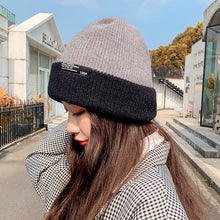 Lade das Bild in den Galerie-Viewer, Warm Winter Knit Beanie Hats Internet Celebrity Woolen Cap Women Autumn and Winter Korean Style All-Matching Black Unisex
