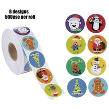 Load image into Gallery viewer, 2x500pcs Christmas Xmas Santa Claus David&#39;s Deer Snowman Merry Christmas Christmas Stickers tape

