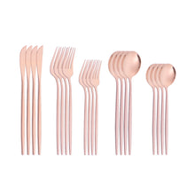 Lade das Bild in den Galerie-Viewer, 304 Stainless Steel Flatware Sets 20PCs Bright Golden Knife Fork Dessert Spoon and Fork Set
