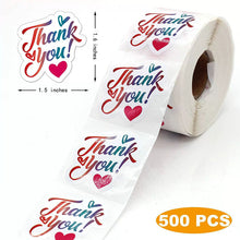Load image into Gallery viewer, 2x500pcs Christmas Xmas Special-Shaped Red Green Heart Thank You Sticker Adhesive Self-Adhesive Labels tape
