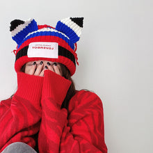 Load image into Gallery viewer, Warm Winter Knit Beanie Hats Cat Ear Wool Women Thickened Earflaps Slipover Unisex
