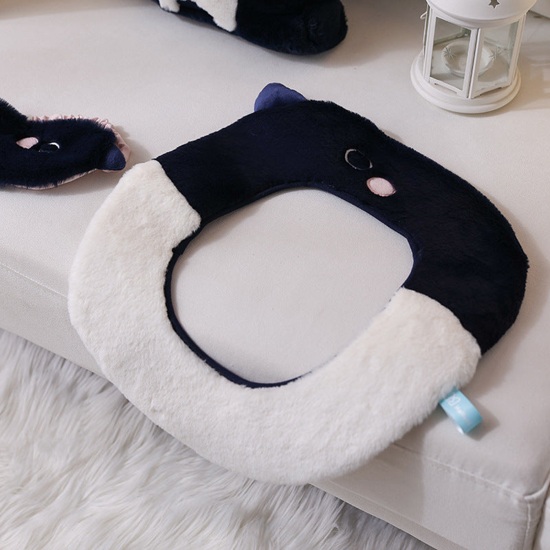 3pcs Toilet Seat Cover Pads Winter Cartoon Cat Animal   Home Plush Chicken