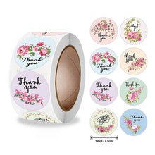 Load image into Gallery viewer, 2x500pcs Xmas Christmas  Stickers Roll Label 8 Kinds of Flower Ring Pattern Thank You Kraft Envelope
