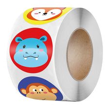 Load image into Gallery viewer, 2x500pcs Xmas Christmas  Stickers Roll Label Children&#39;s Swine and Sheep Deer Monkey Fox Bear Hippo Rat Prize Incentive Toy Seal
