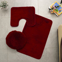 Load image into Gallery viewer, 3pcs Toilet Seat Cover Pads Cashmere-like Carpet Solid Color Bathroom Bathtub  Set Silk Wool Floor  Non-Slip  Plush
