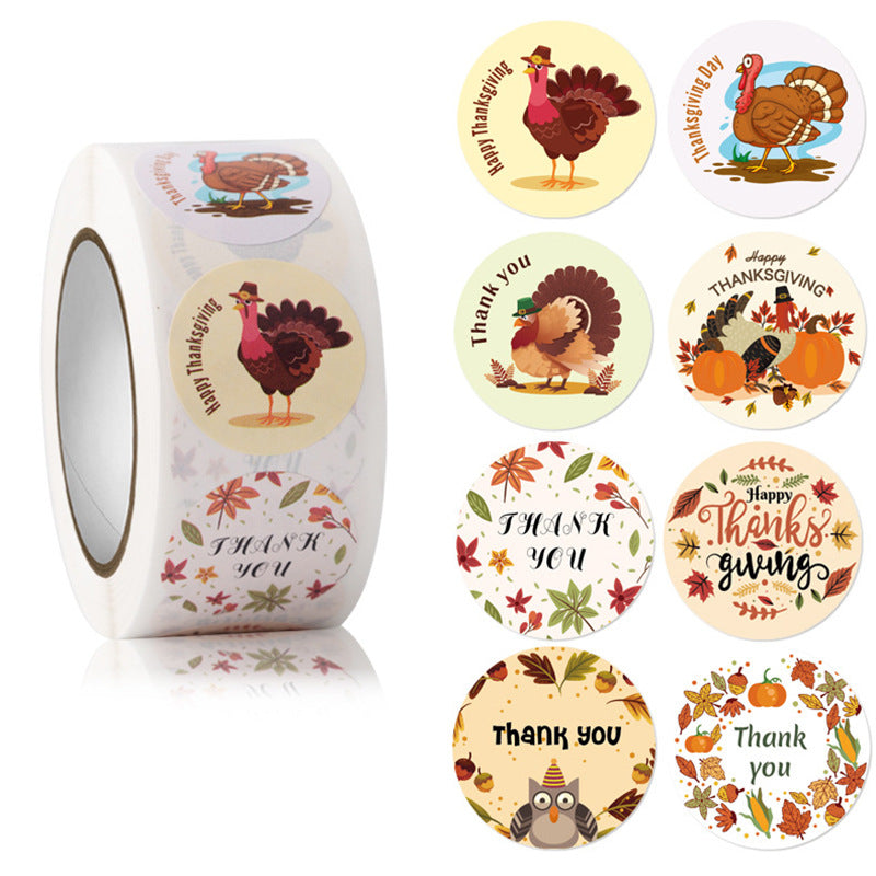 2x500pcs Christmas Xmas Boy Girl Pumpkin Turkey Happy Envelope Gift Stationery Book Decoration Sticker tape