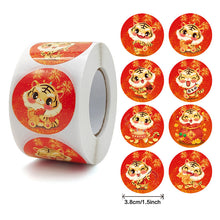 Load image into Gallery viewer, 2x500pcs Christmas Xmas New Year Tiger Fu Character Candy Gift Decorative Sticker Label tape

