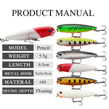 Lade das Bild in den Galerie-Viewer, 2pcs Lure Dog Ringing Beads Pencil Floating Water Hard Bait 6.5 Cm5.5g Tossing Freshwater Simulation Lure
