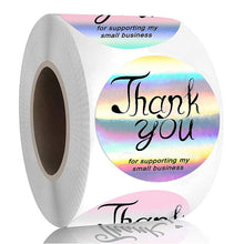 Load image into Gallery viewer, 2x500pcs Xmas Christmas  Stickers Roll Label 4 Designs Rainbow Laser Thank You  Envelope Gift

