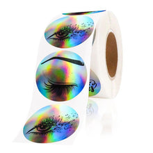 Load image into Gallery viewer, 2x500pcs Christmas Xmas Christmas Rainbow Laser Hot Silver Thank You Sticker Eye Eyelash Gift Label tapes
