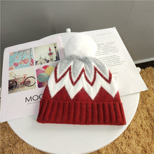 Lade das Bild in den Galerie-Viewer, Warm Winter Knit Beanie Hats Autumn and Winter Imitation Rabbit Fur Line Korean Striped Casual Cute Unisex

