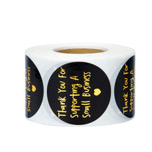 Load image into Gallery viewer, 2x500pcs Xmas Christmas  Stickers Roll Label Black Background Bronzing Thank You  Business Love Gift Baking
