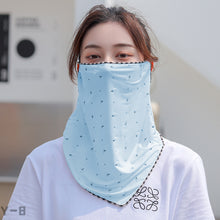 Lade das Bild in den Galerie-Viewer, 2PCs Ice Silk Ear Hanging Mask Breathable Face Towel Sunscreen Summer for Outdoor Cycling

