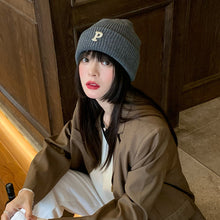 Lade das Bild in den Galerie-Viewer, Warm Winter Knit Beanie Hats Letter Wool Women Autumn And Winter Korean Style Ins Tide Warm All-Matching Unisex
