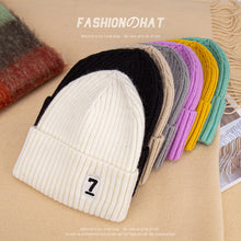 Load image into Gallery viewer, Warm Winter Knit Beanie Hats Autumn and Winter  Korean Style Embroidered Hat Unisex
