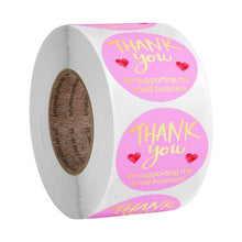 Load image into Gallery viewer, 2x500pcs Xmas Christmas  Stickers Roll Label Rose Red Pink and Bronze Thank You Kraft Envelope Gift
