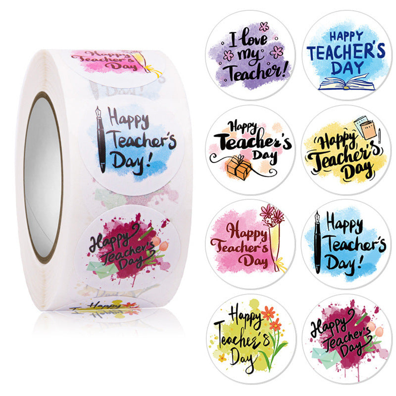 2x500pcs Xmas Christmas Happy Teacher's Day Teacher's Day Gift Decoration Bag Sticker Label