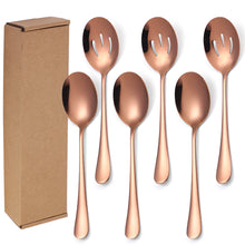 Lade das Bild in den Galerie-Viewer, 304 Stainless Steel Flatware Sets Service Spoon 6 PCs Spoon Public Colander Dish Color Gold
