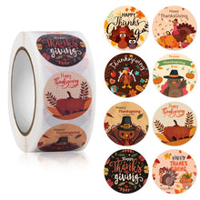 Load image into Gallery viewer, 2x500pcs Christmas Xmas Boy Girl Pumpkin Turkey Happy Envelope Gift Stationery Book Decoration Sticker tape
