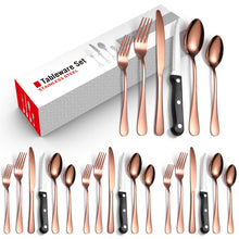 Lade das Bild in den Galerie-Viewer, 304 Stainless Steel Flatware Sets 24-Piece Set 6 Groups Steak Knife, Fork and Spoon Multi-Color Optional
