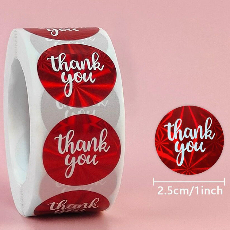 2x500pcs Christmas Xmas Round Red Yellow Gold Silver Blue with Mickey-Point Flash Laser Thank You Stickers tape