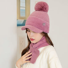 Lade das Bild in den Galerie-Viewer, Warm Winter Knit Beanie Hats Women's Autumn Wool Cute Wild Scarf Set Fleece-Lined Thickened Unisex
