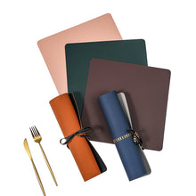 Load image into Gallery viewer, 2PCs Simple Positive and Negative Two-Color Leather Placemat Non-Slip Waterproof Insulation Household Restaurant

