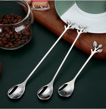 Lade das Bild in den Galerie-Viewer, 304 Stainless Steel Flatware Sets 3PCs Leaves Stirring Spoon Dessert Spoon
