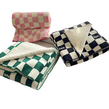 Load image into Gallery viewer, Chessboard Grid Combination Felt Handmade Retro Sofa Cover Lambswool Cover Blanket Air Conditioning Blanket
