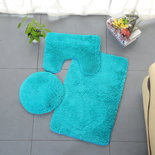 Load image into Gallery viewer, 3pcs Toilet Seat Cover Pads Cashmere-like Carpet Solid Color Bathroom Bathtub  Set Silk Wool Floor  Non-Slip  Plush
