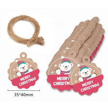Lade das Bild in den Galerie-Viewer, 2x100pcs Kraft Paper Snowflake Shape Merry Christmas Cards Paper Tags with Hemp Rope tape
