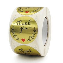Load image into Gallery viewer, 2x500pcs Christmas Xmas Light Gold Love Heart Thank You Envelope Gift Bag Decorative Sticker Label tape
