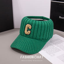 Lade das Bild in den Galerie-Viewer, Warm Winter Knit Beanie Hats Tik Tok Live Stream Internet Celebrity Same Embroidery Big C Topless Hat Unisex
