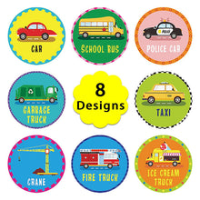 Load image into Gallery viewer, 2x500pcs Xmas Christmas  Stickers Roll Label Taxi Fire Police Ice Cream School Bus Award Incentive Toy Sealing
