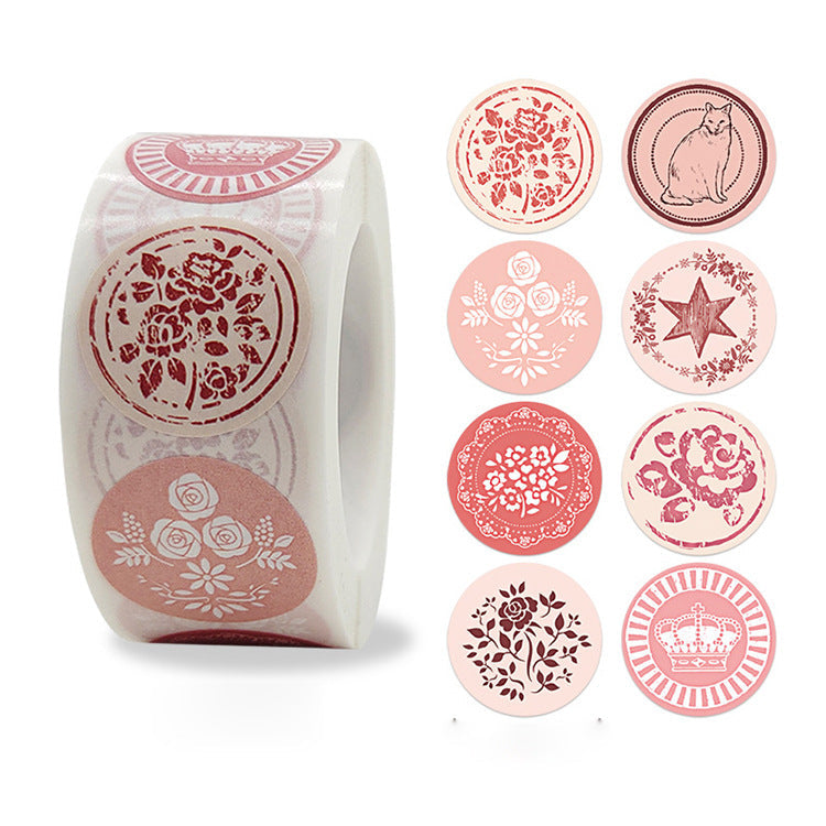 2x500pcs Xmas Christmas  Stickers Roll Label Thank You Pink Baking Gift Sealing Envelope