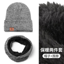 Load image into Gallery viewer, Warm Winter Knit Beanie Hats Scarf Two-Piece Set Men and Women Windproof Thickening Fleece Lined Unisex
