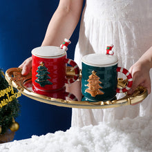 Load image into Gallery viewer, Xmax Christmas Cup Gift Creative Cartoon Tree Ceramic Mark Girl's Office Embossed Coffee

