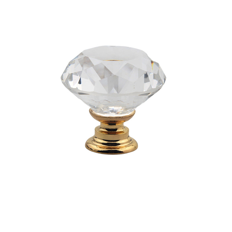 10PCs Golden Base Single Hole Drawer 30mm Crystal Handle Furniture Handle Wardrobe Drawer Door Handle
