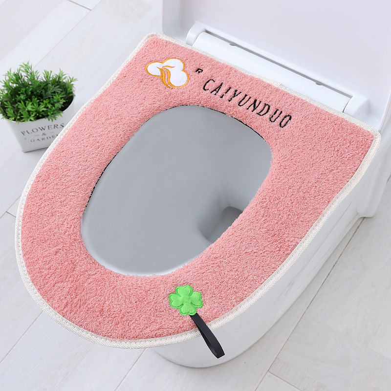 3pcs Plus-Sized Toilet Mat Household Velcro Fastener Zipper Closestool Cushion Washable Autumn  Winter