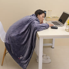 Load image into Gallery viewer, Nap Blanket Solid Color Air Conditioning Blanket Thickened by Embroidery Pattern Student Blanket
