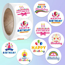 Lade das Bild in den Galerie-Viewer, 2x500pcs Christmas Xmas 8 Pattern Rainbow Bowknot Balloon Happy Birthday Birthday Sticker Label tape
