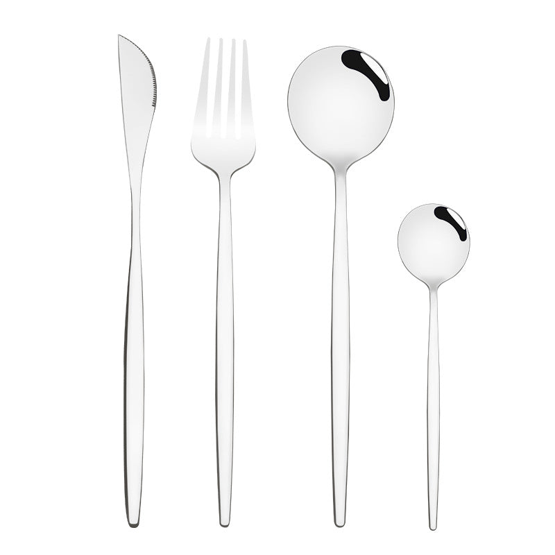 304 Stainless Steel Flatware Sets 4 Pcs/set Bright Gold-Plated Tableware Steak Knife and Fork Spoon